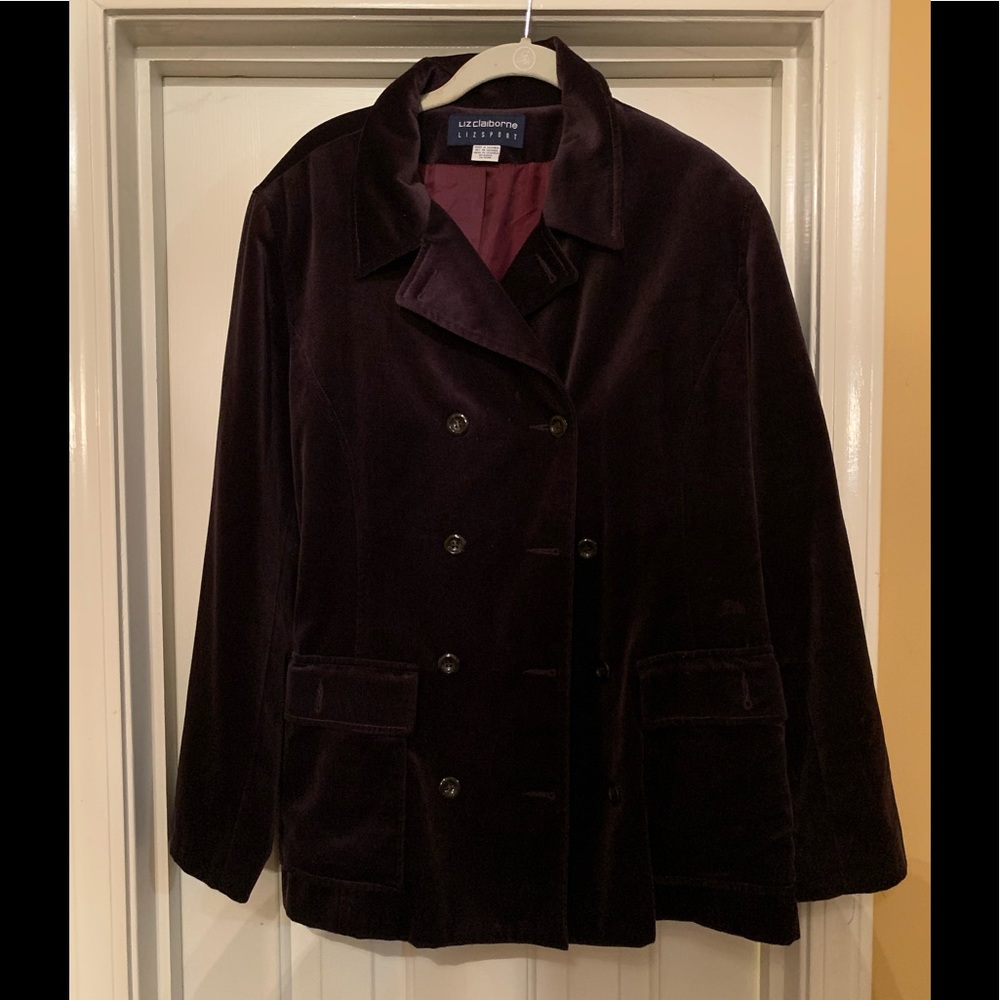Liz Claiborne Purple velvet Coat Size L